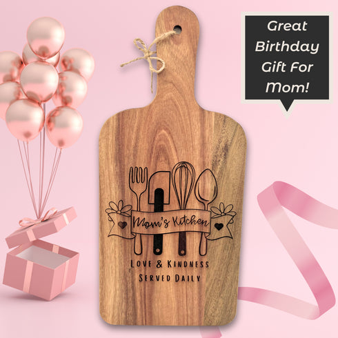 Mom's Kitchen Decorative Paddle Cutting Board SVG File-For Laser Engraving